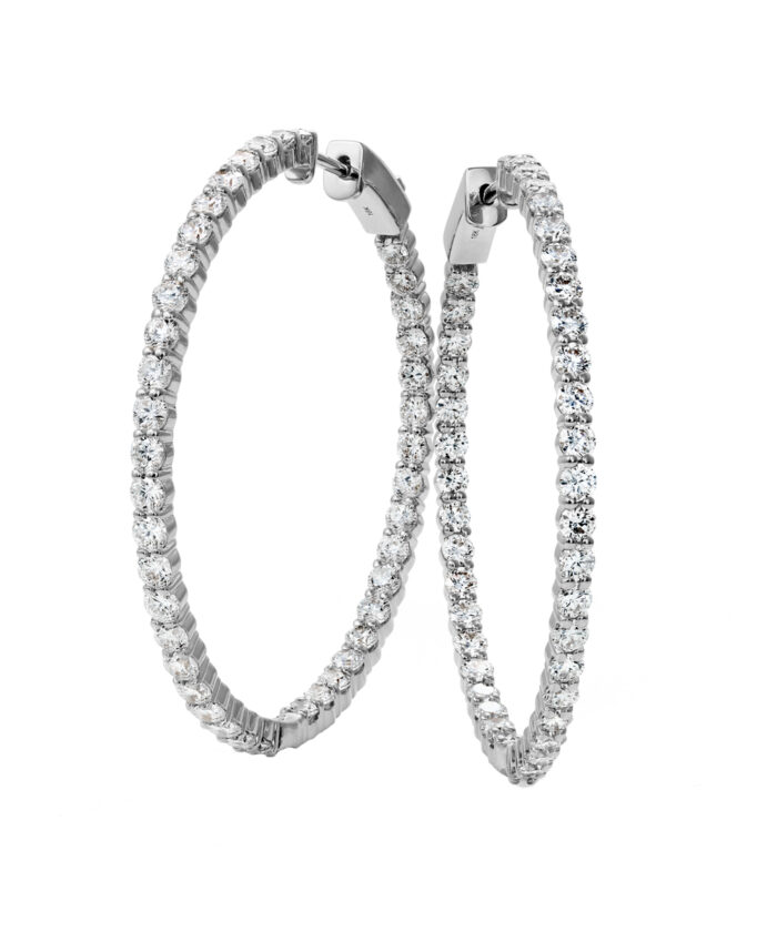 4.00ct 18ct White Gold Claw Set Diamond Hoop Earrings