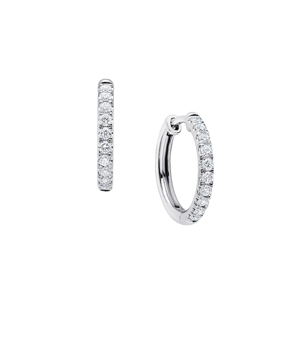 Platinum 0.38ct Scallop-set Diamond Hoops - Phillip Stoner The Jeweller