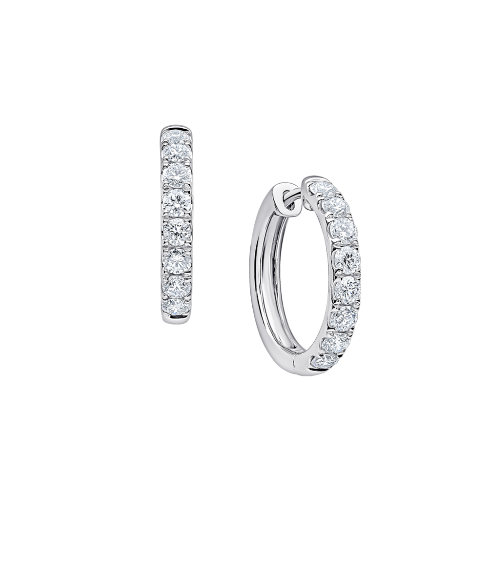 Platinum 1.16ct Scallop-set Diamond Hoops - Phillip Stoner The Jeweller