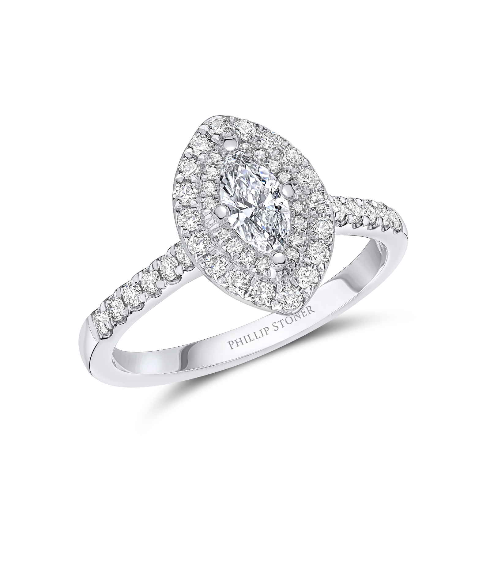 0.50ct Marquise Cut Illusion Set Diamond Halo Ring - Phillip Stoner The Jeweller