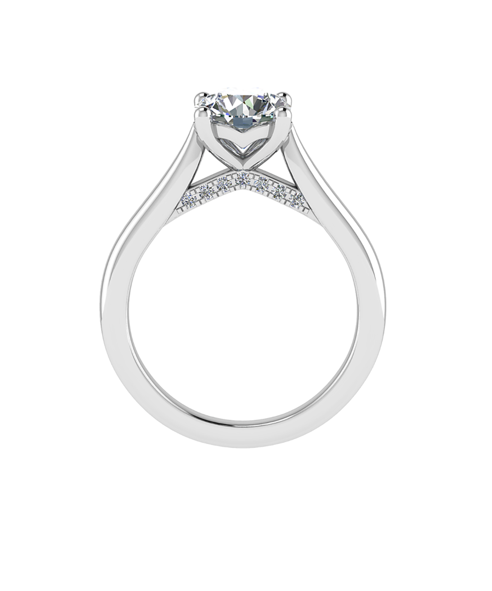 1ct Round Brilliant Cut Diamond with Underbezel - Side