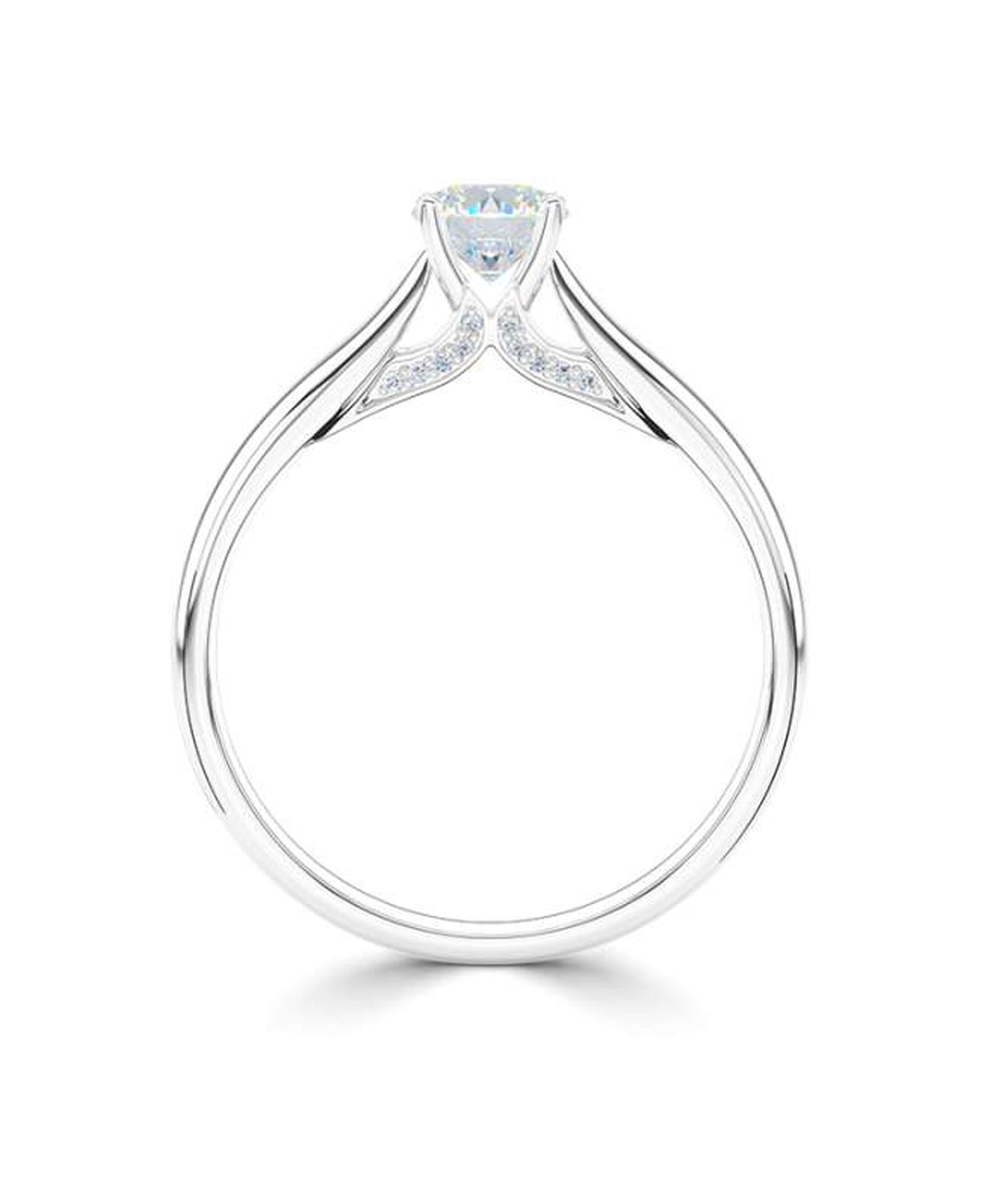 0.25ct Round Brilliant Cut Diamond Engagement Ring with Diamond Underbezel