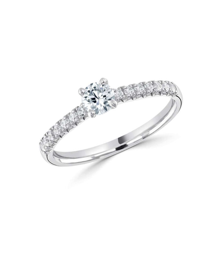 0.25ct Round Diamond French Cut Engagement Ring