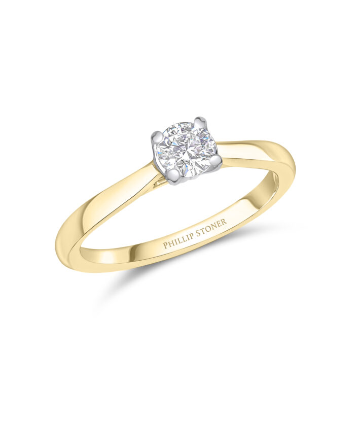 0.40ct Round Brilliant Diamond Open Set Yellow Gold Engagement Ring - Phillip Stoner The Jeweller