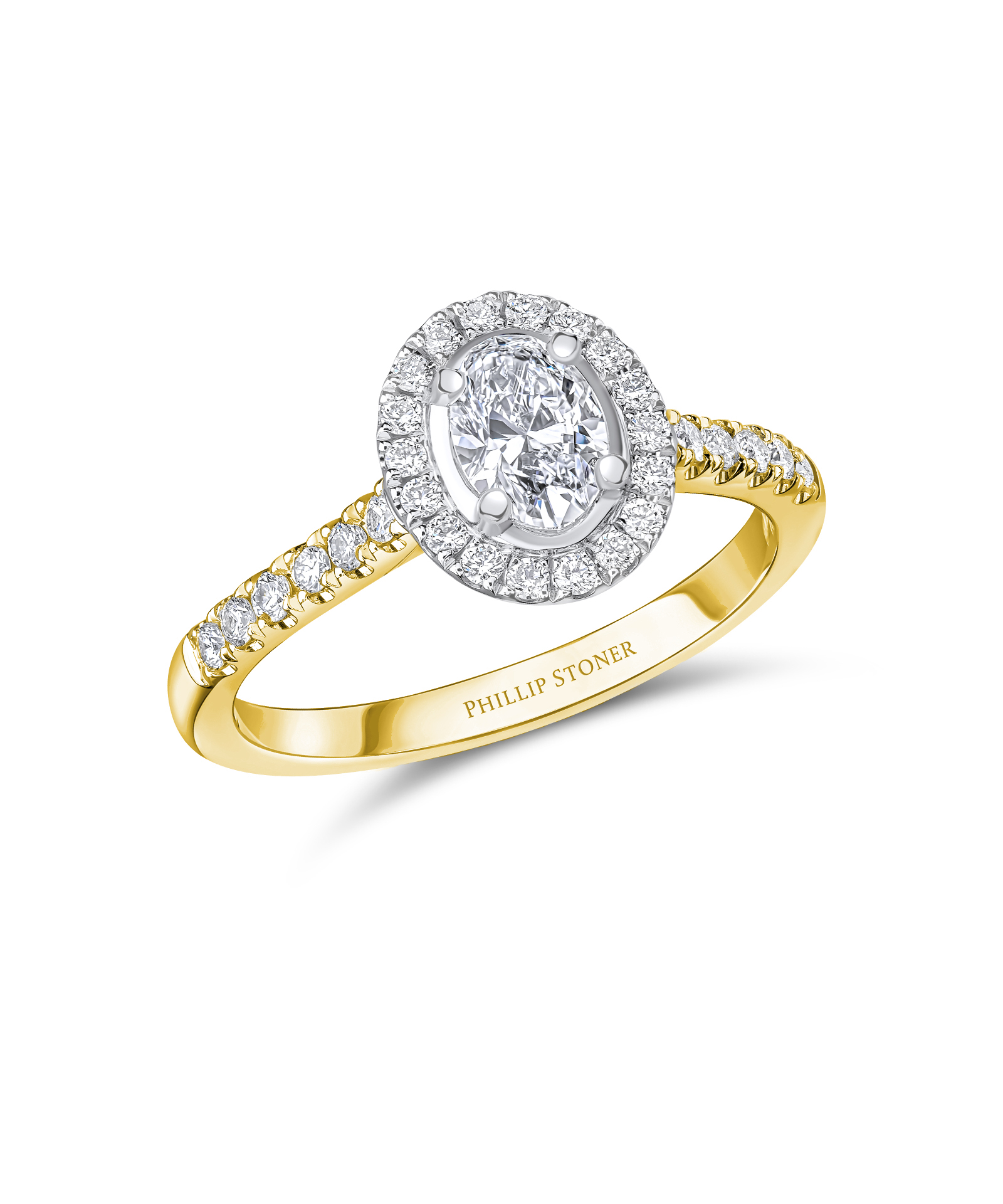 0.50ct Oval Cut Diamond Cluster 18ct Yellow Gold Engagement Ring - Phillip Stoner The Jeweller