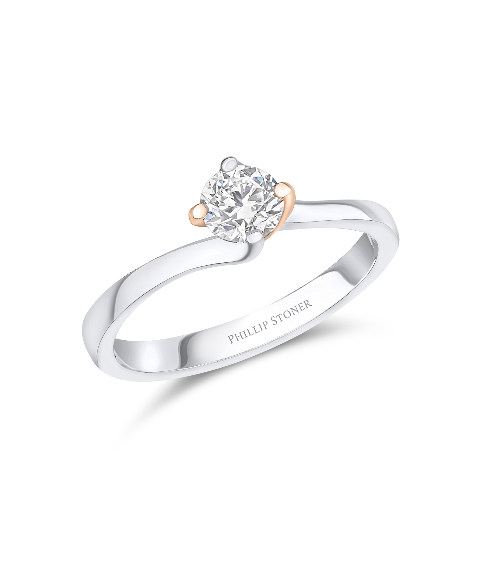 0.50ct Round Brilliant Diamond Platinum & 18ct Rose Gold Twist Engagement Ring