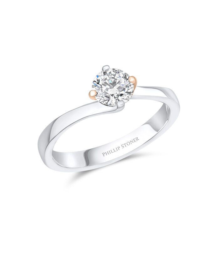 0.70ct Round Brilliant Diamond Platinum & 18ct Rose Gold Twist Engagement Ring