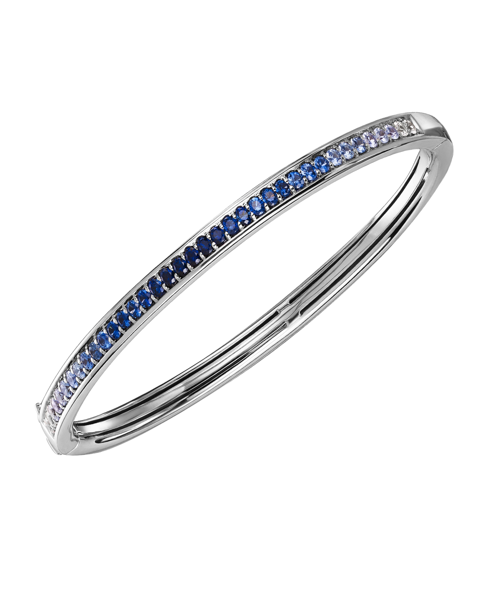 18ct White Gold Ombre Blue Sapphire Bangle