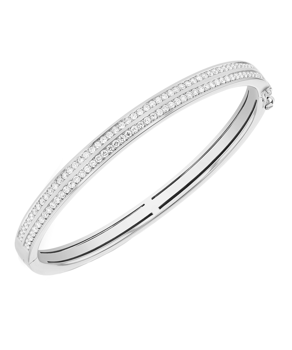 18ct White Gold Two-Row Pave Set Diamond Bangle