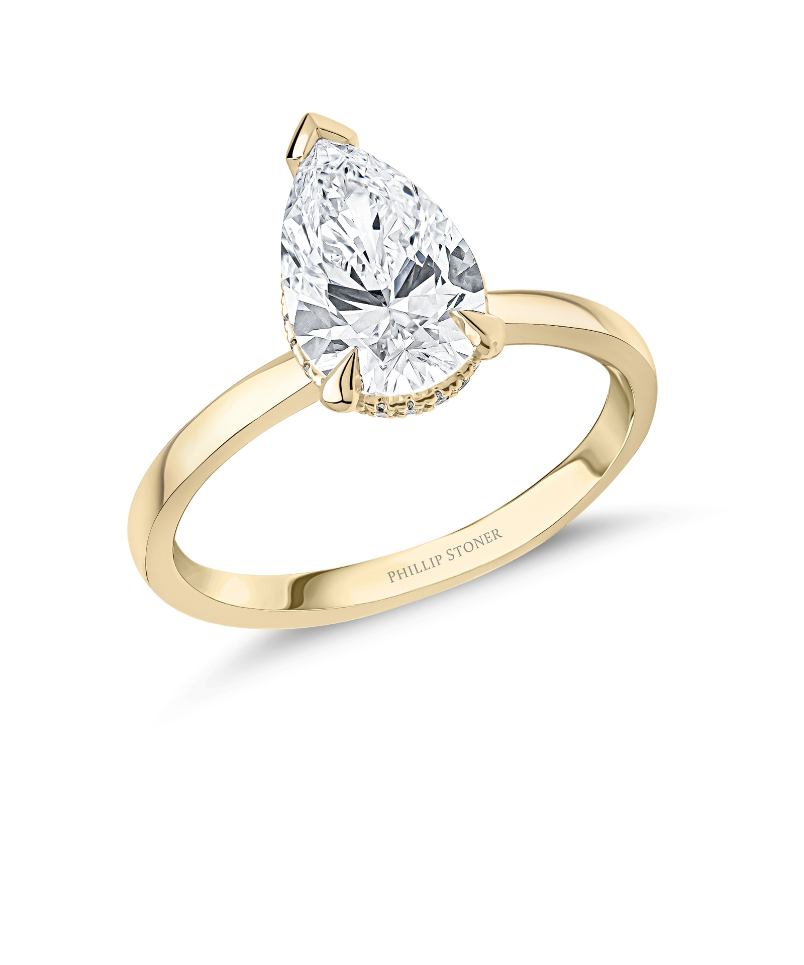 18ct Yellow Gold 1.50ct Pear Cut Lab Grown Diamond Crown Ring - Phillip Stoner The Jeweller