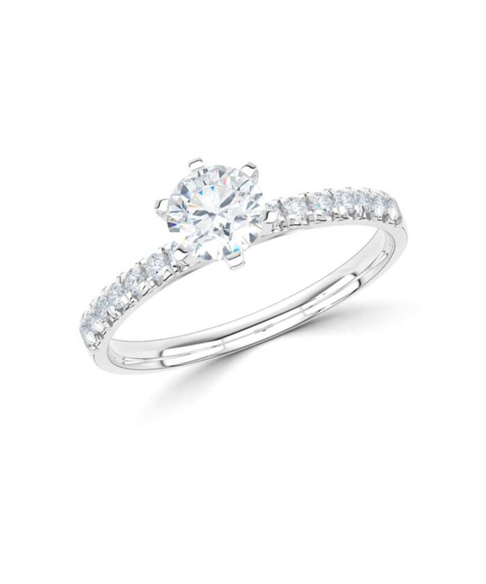 Round Brilliant Cut Diamond 6 Claw Engagement Ring