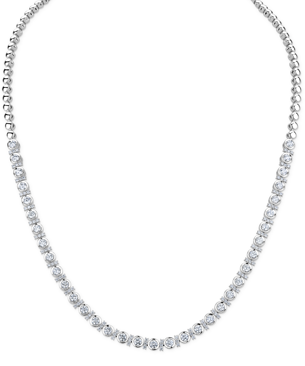 18ct White Gold Diamond Accent Collar Necklace