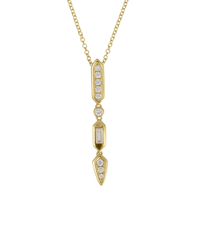 18ct Yellow Gold Deco Diamond Drop Pendant