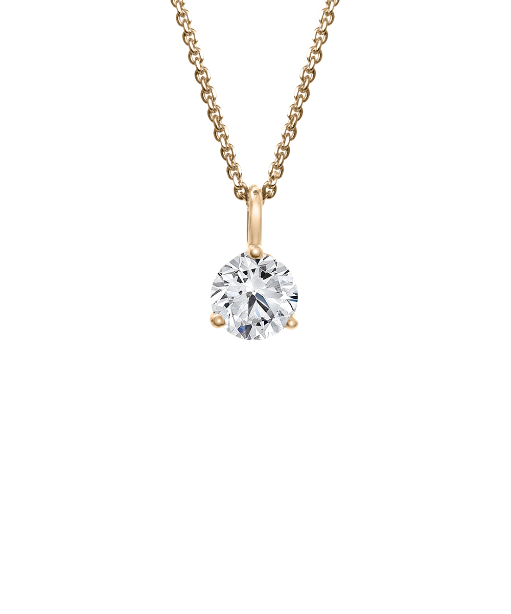 18ct Yellow Gold Round Brilliant Cut Diamond Three Claw Pendant