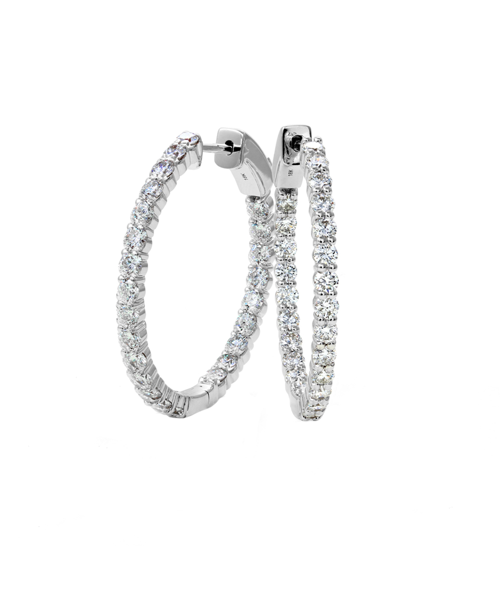 2.00ct 18ct White Gold Claw Set Diamond Hoop Earrings