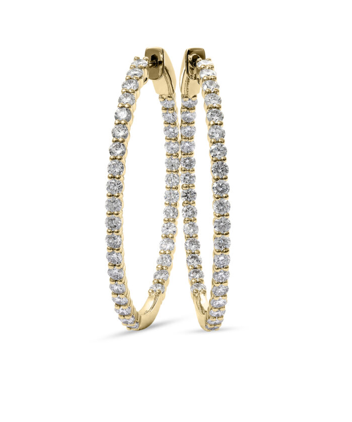 3ct Yellow Gold Oval Diamond Set Hoops - Phillip Stoner The Jeweller