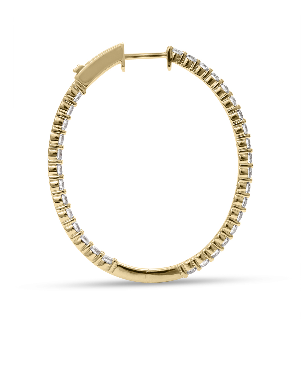 3ct Yellow Gold Oval Diamond Set Hoops - Side - Phillip Stoner The Jeweller