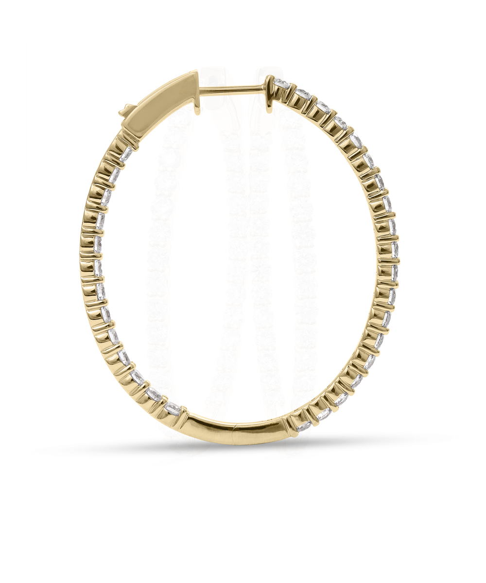 3ct Yellow Gold Oval Diamond Set Hoops Side View - Phillip Stoner The Jeweller