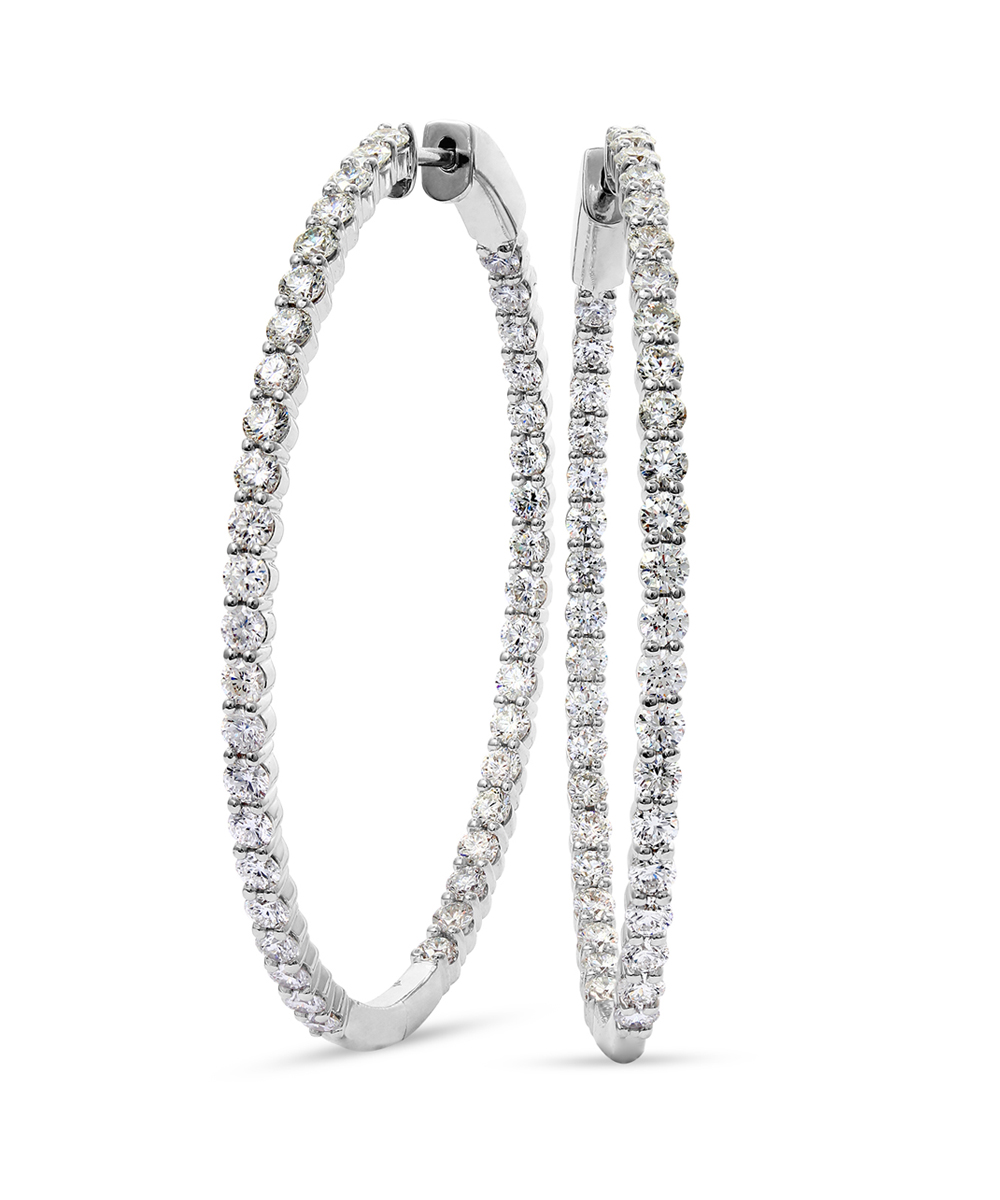 4ct White Gold Oval Diamond Set Hoops - Phillip Stoner The Jeweller