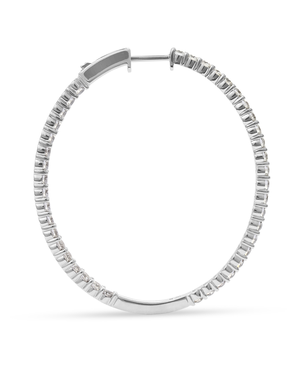 4ct White Gold Oval Diamond Set Hoops Side View - Phillip Stoner The Jeweller