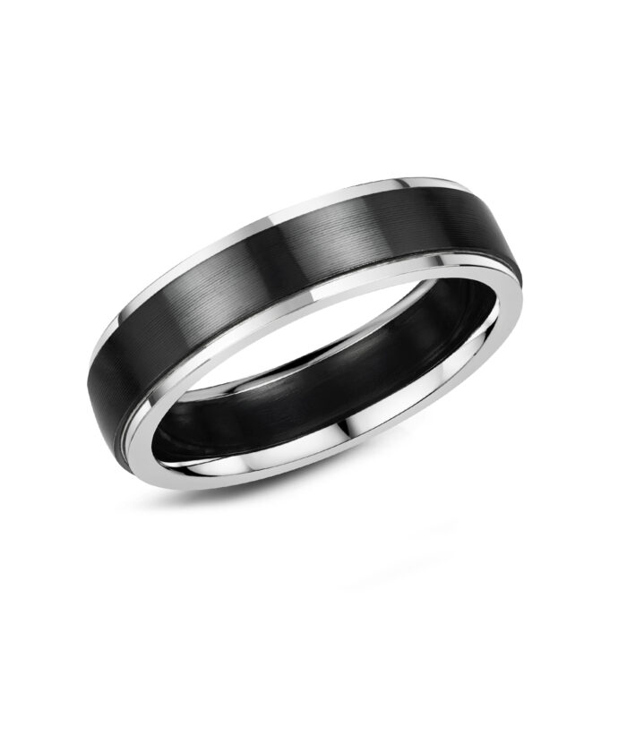 5.5mm Zirconium & 9ct White Gold Gents Band