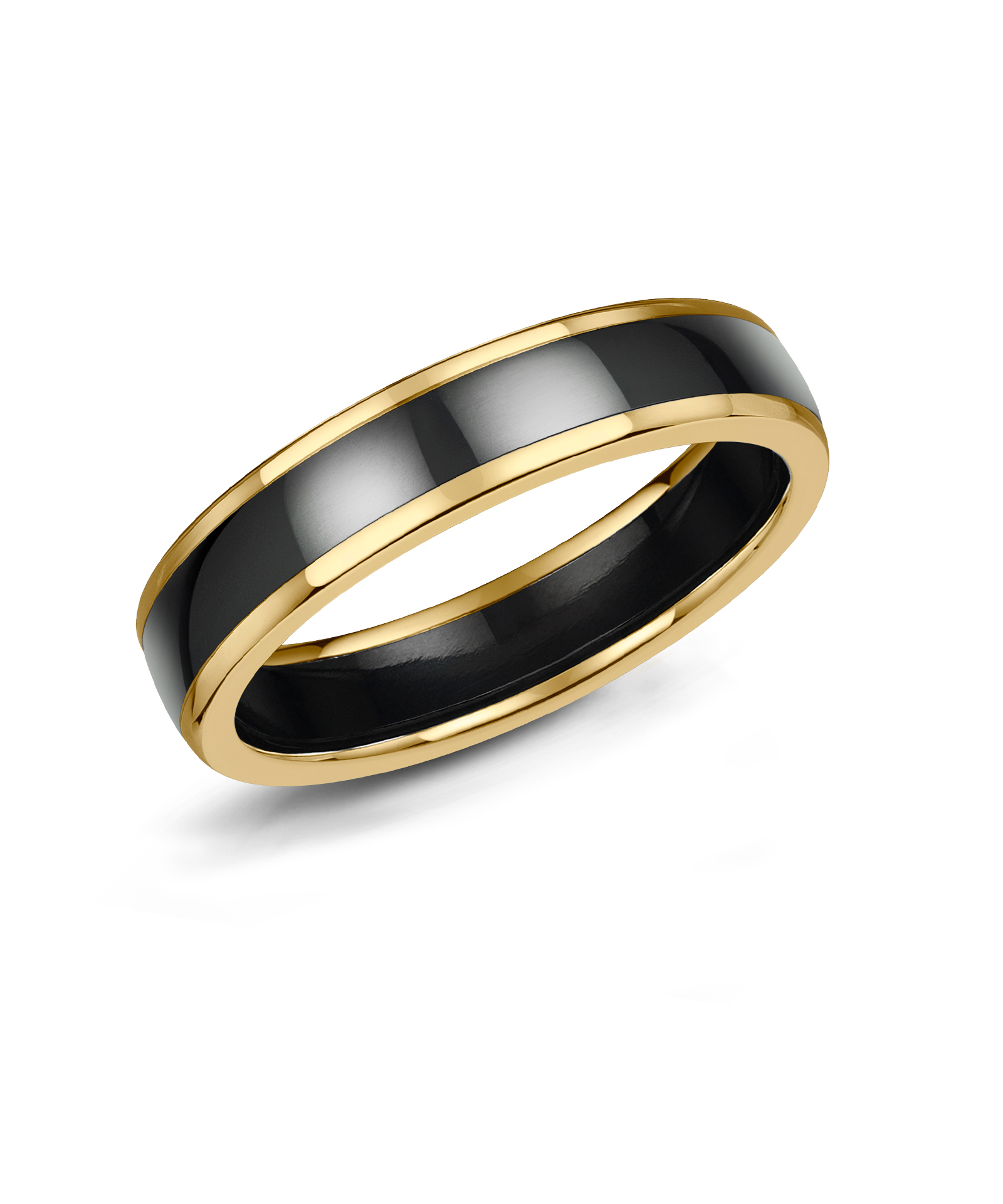 5mm Zirconium & 9ct Yelllow Gold Gents Band