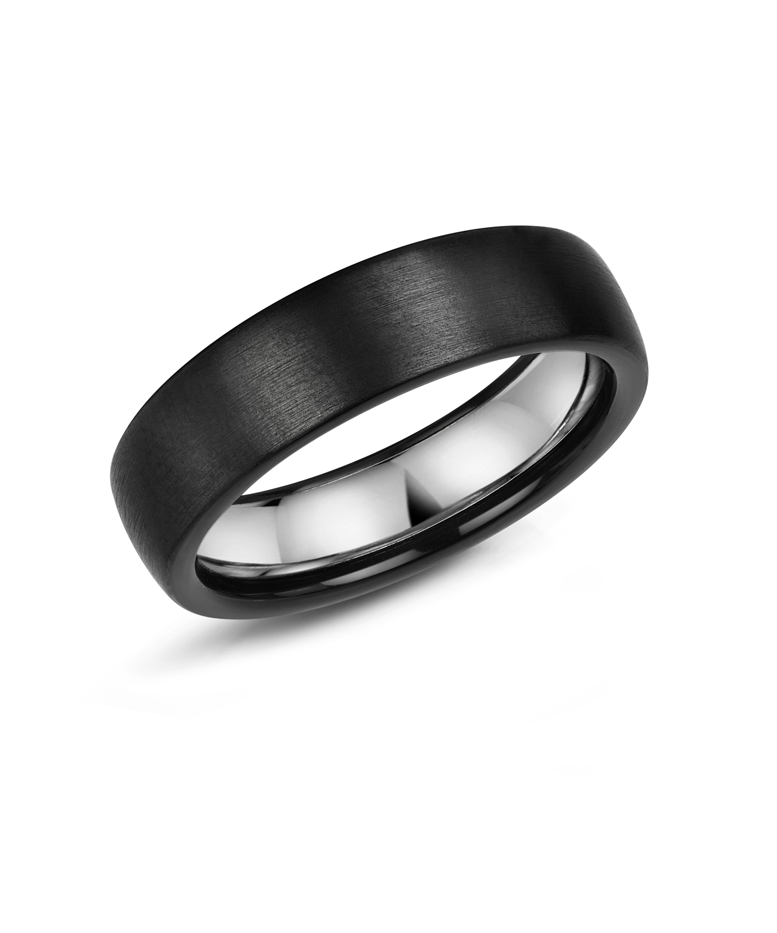 6mm Matt Black Zirconium Gents Ring