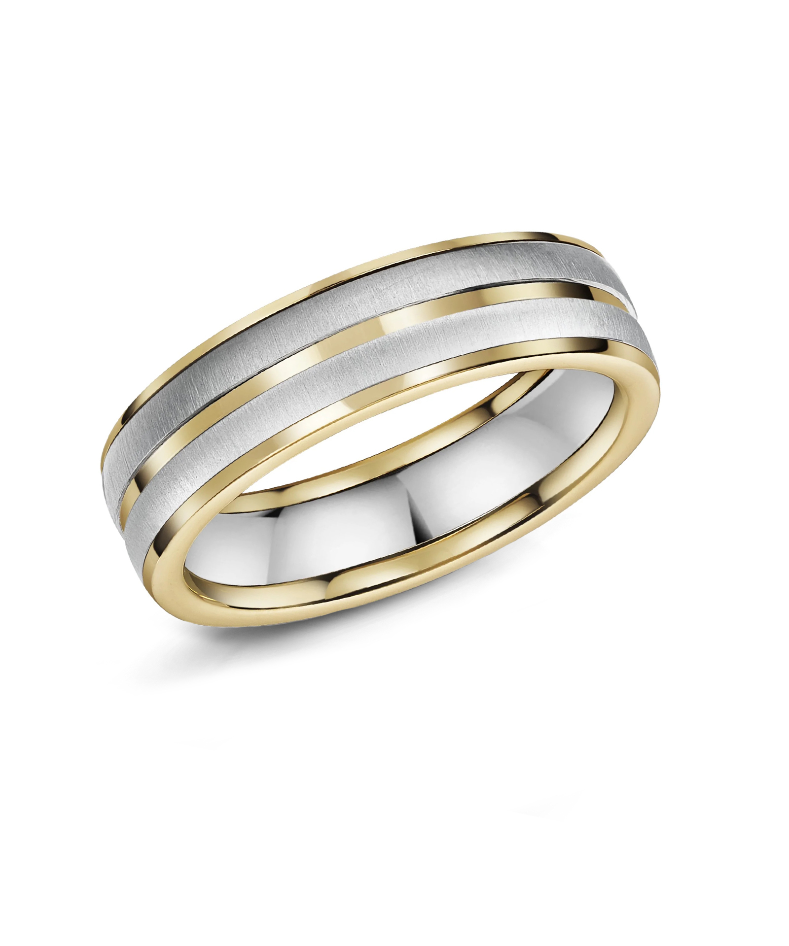 6mm Zirconium & 9ct Yellow Gold Line Detail Band