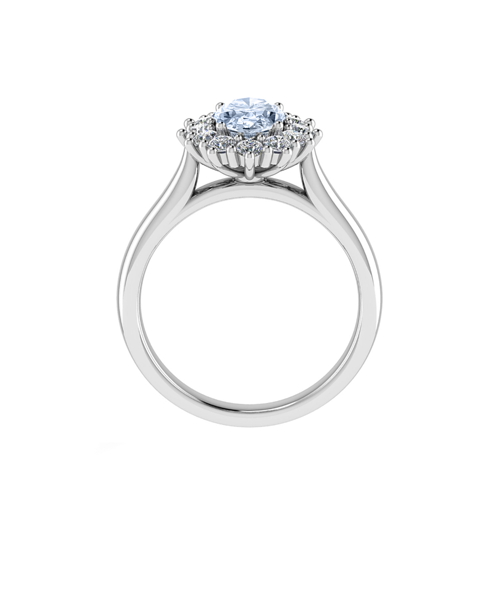 Lab Grown Oval Blue Diamond Cluster Ring - Side