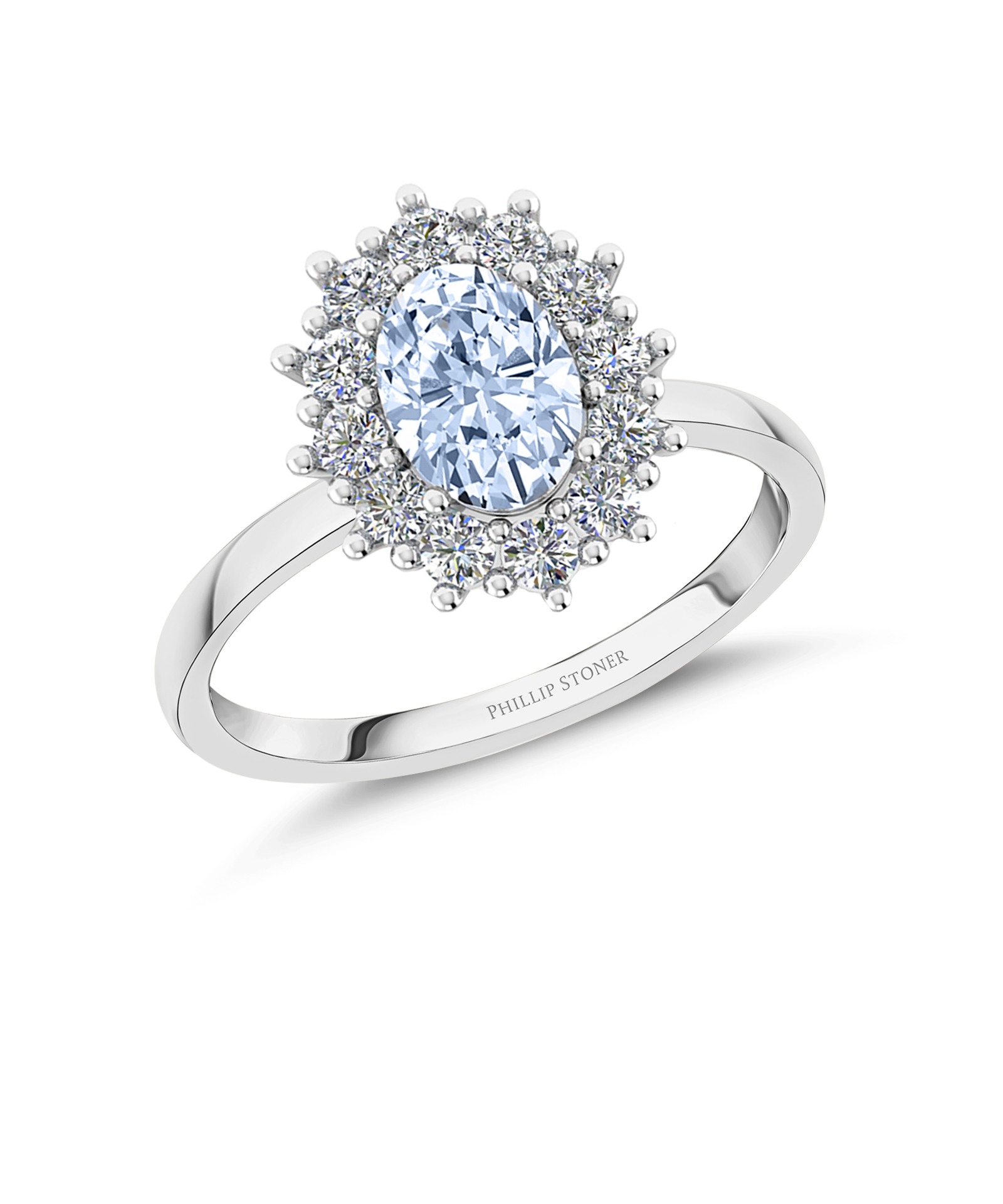 Lab Grown Oval Blue Diamond Cluster Ring