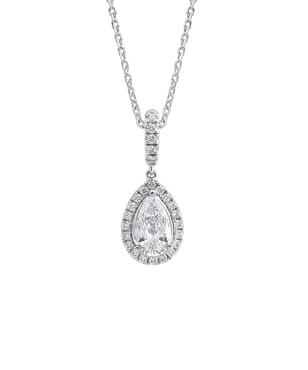 Platinum 1.50ct Pear Cut Diamond Cluster Pendant - Phillip Stoner The Jeweller