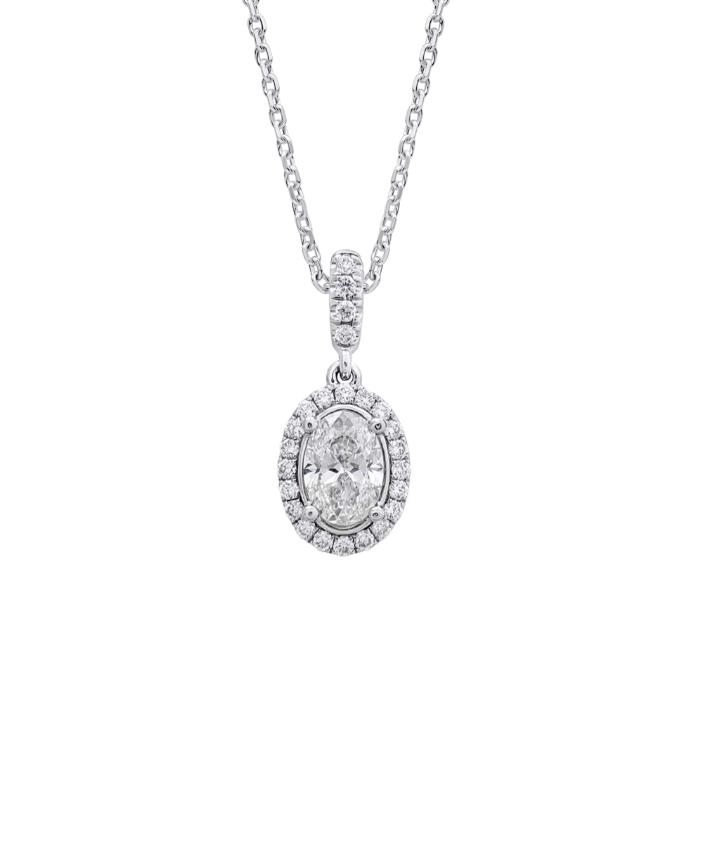 Platinum Oval Cut Diamond Cluster Pendant - Phillip Stoner The Jeweller