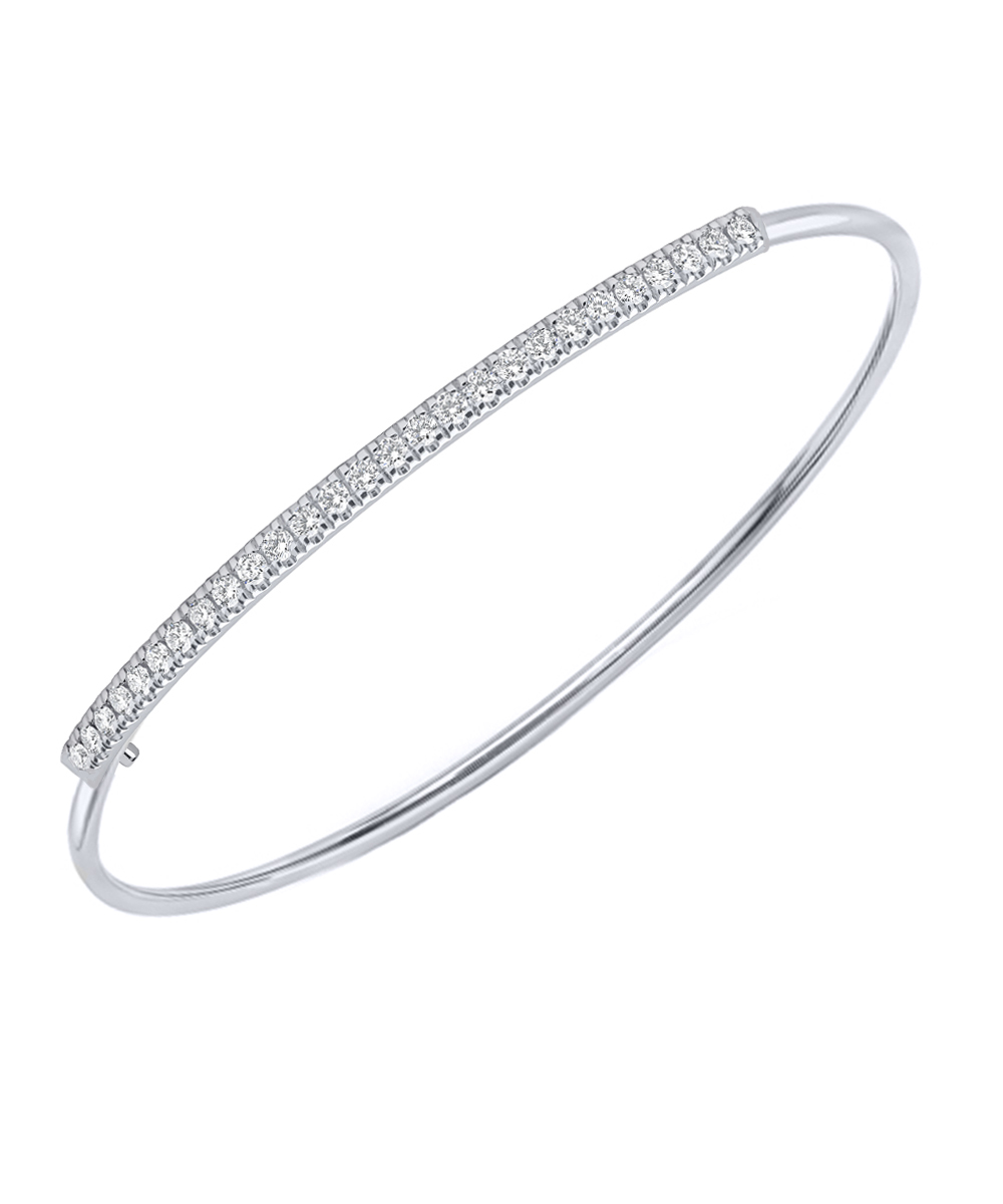 Platinum Round Brilliant Cut Diamond Bangle