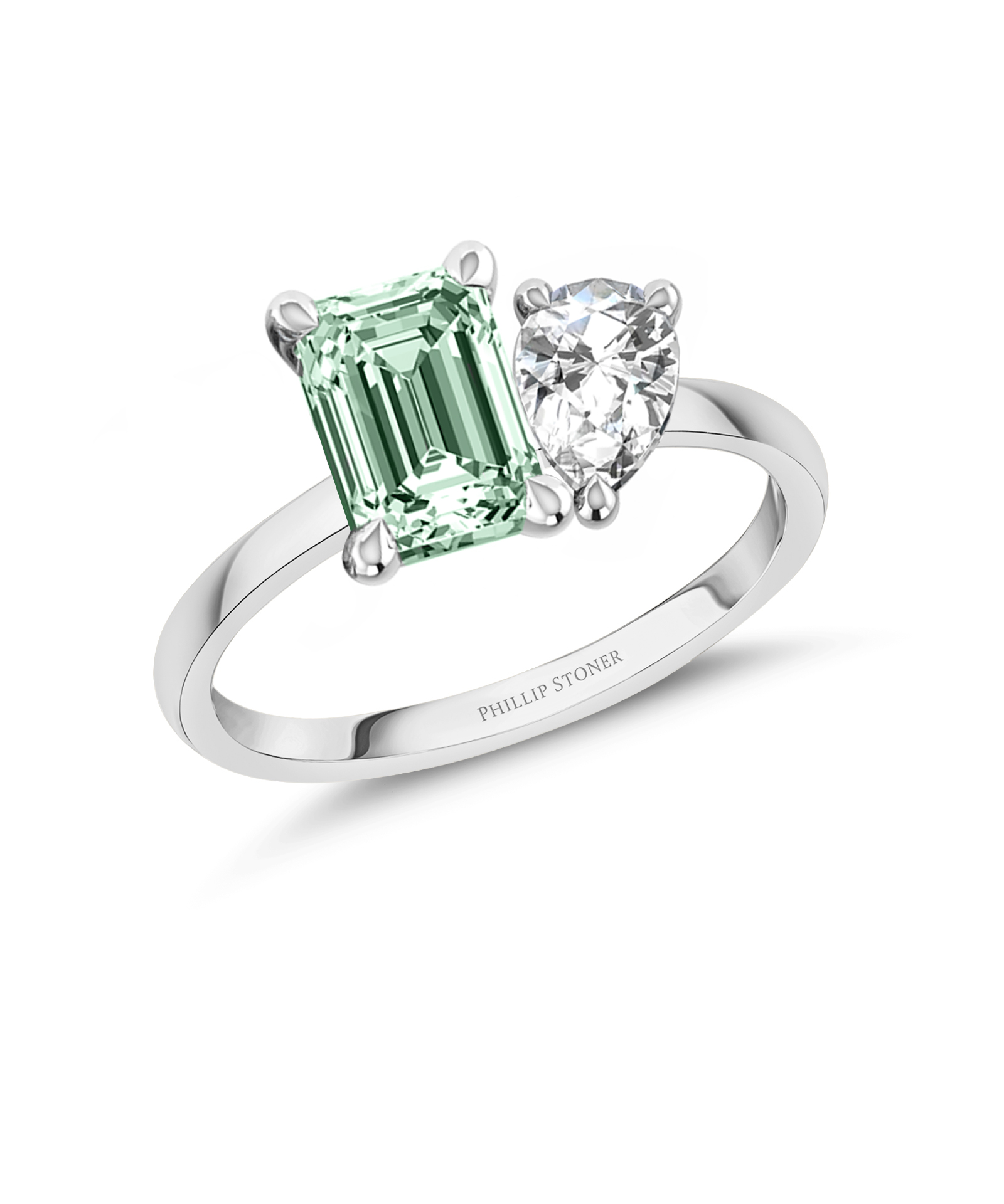 Toi Et Moi Lab Grown Green Diamond Platinum Ring