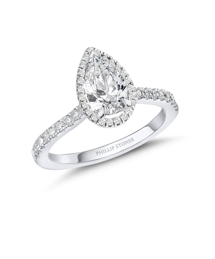 1.00ct Pear Diamond Thea Halo Engagement Ring - Phillip Stoner The Jeweller