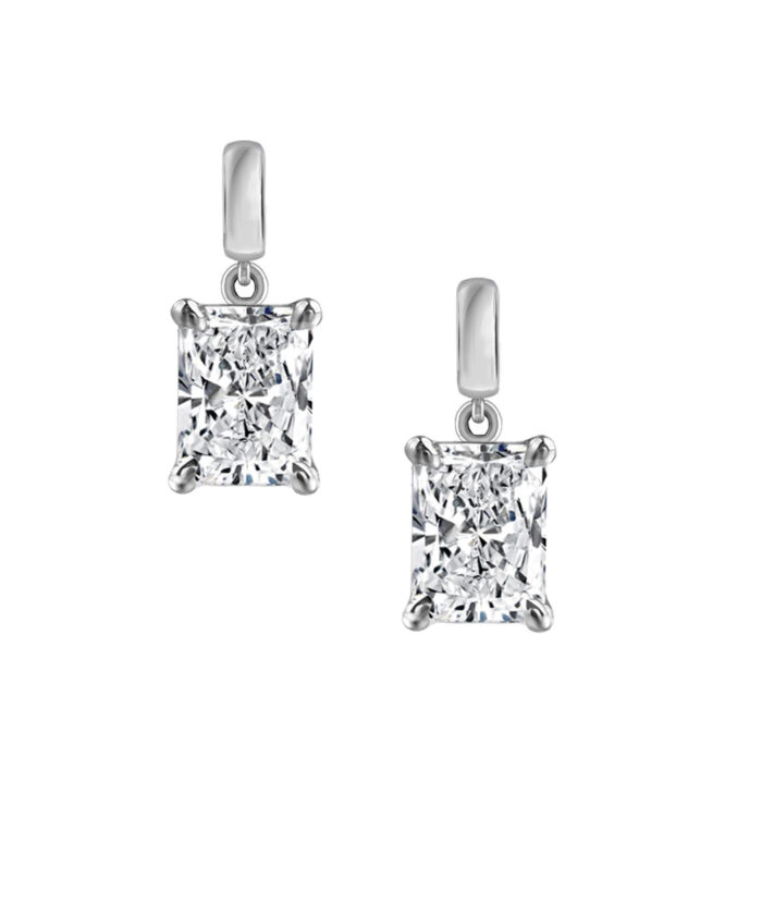 6tcw Radiant Cut Lab Grown Diamond Drop Earrings